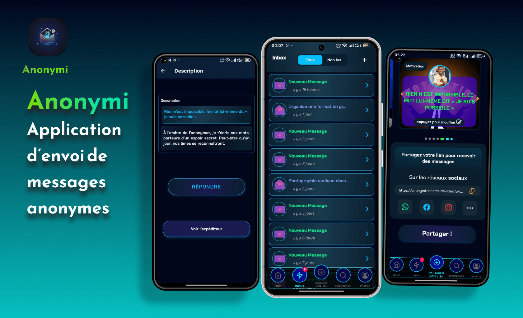 Anonymi — Messagerie Anonyme Mobile